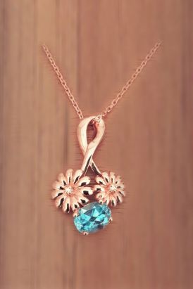 Çiçekli Mavi Topaz Pırlanta Kolye (GPK0045)