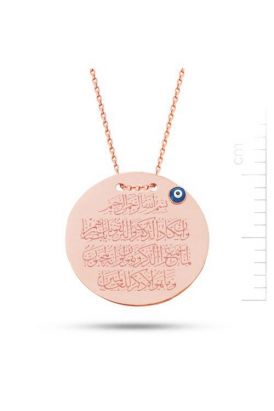 Rose Altın Nazar Dualı Plaka Kolye (PP78108)